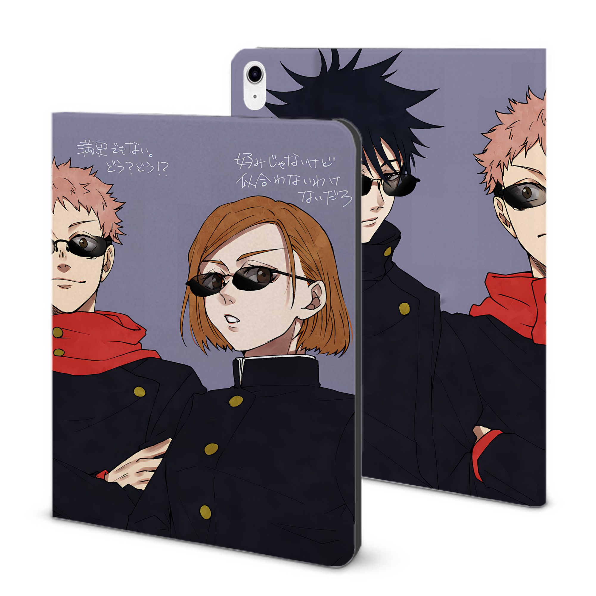 （画像用） 呪術廻戦 Jujutsu Kaisen IPad ケース ブック型 PUレザー TPU 耐衝撃 軽量 薄型 ペン収納なし 全面保護 IPad 各モデル対応